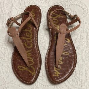 Sam Edelman Brown Suede T-Strap Sandals Size 8.5M